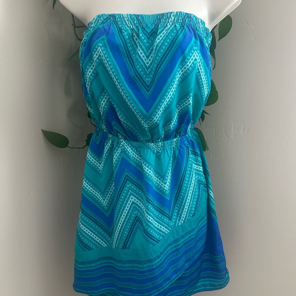 Express Blue Strapless Dress